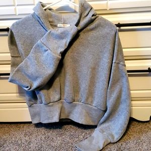 Gray Cropped  Boutique Hoodie